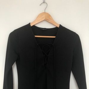 Dynamite Black Tie Up Low Cut Long Sleeve